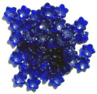 50 4x10mm Transparent Cobalt Cupped Flower Beads